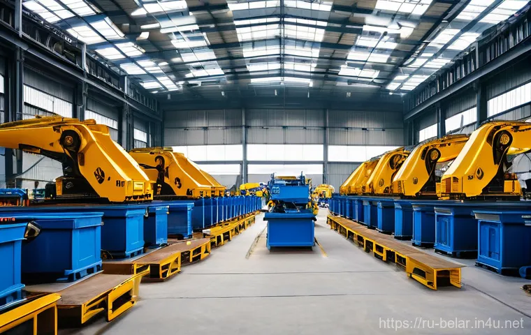 벨라루스 제조업 현황 - **Prompt 1: Belarusian Industrial Might**
A dynamic, wide-angle shot of a massive, modern factor...