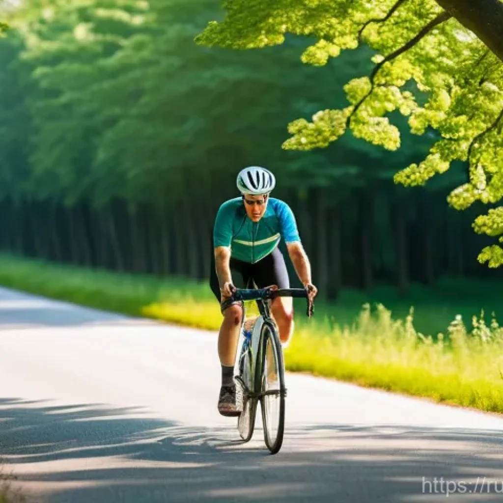 벨라루스에서의 자전거 여행 코스 - **Prompt:** A solo male or female cyclist in their late 20s to early 40s, wearing a practical and co...