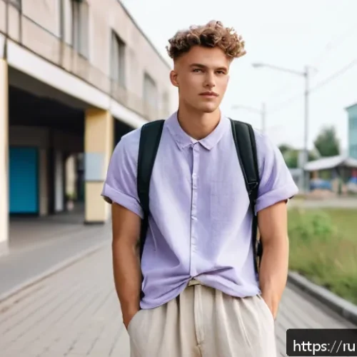 Home 30 벨라루스에서의 미용 및 패션 트렌드 - A modern Belarusian street fashion scene featuring a young adult wearing a minimalist outfit made fr...